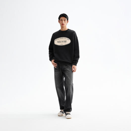 CHINISM赤尘 深灰色重磅圆领套头卫衣男秋冬新款美式宽松慵懒上衣 商品图4