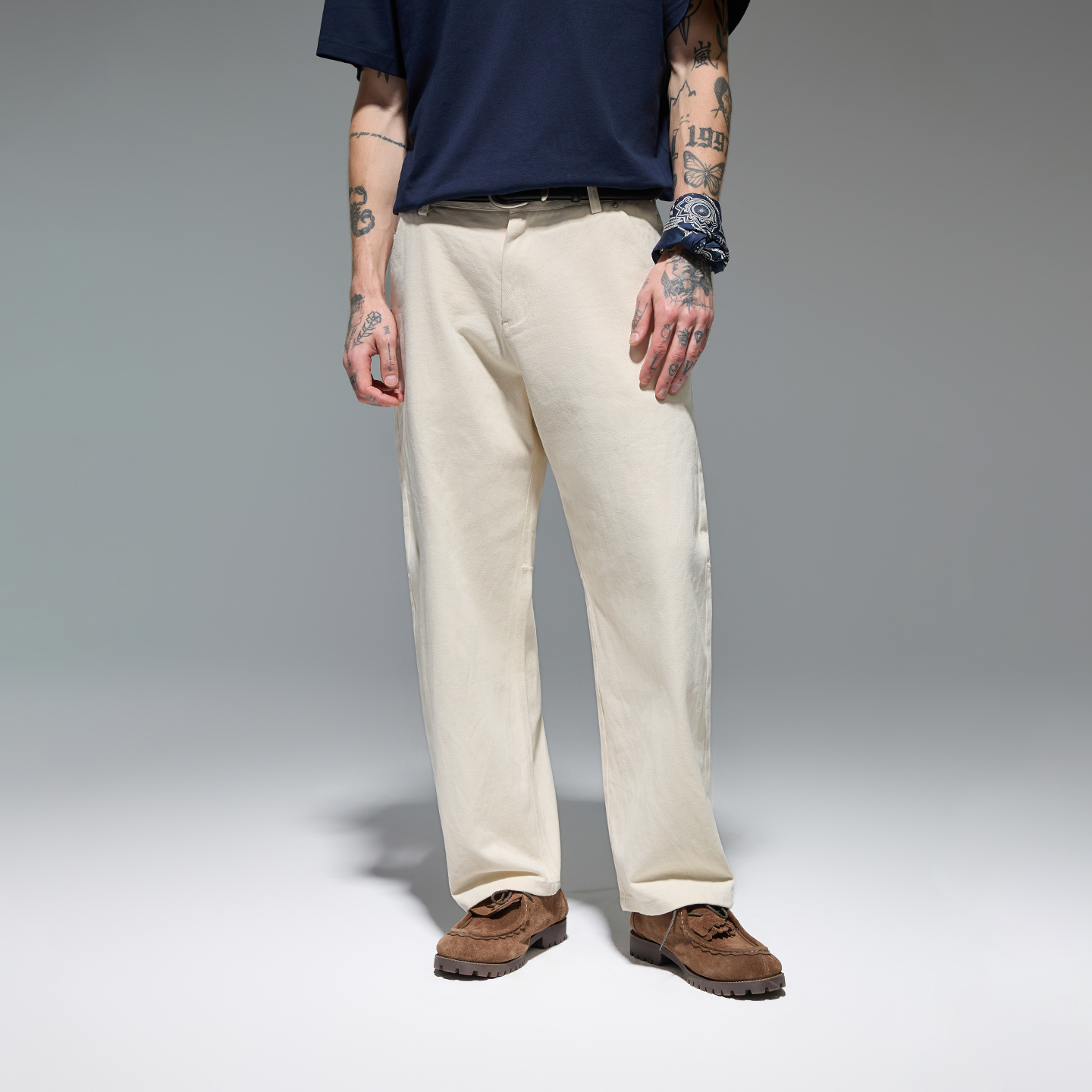 CHINISM赤尘 纯棉直筒休闲裤男秋季新款美式直筒宽松男士通勤裤子