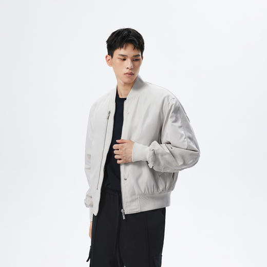 CHINISM折扣季 黑色飞行夹克男冬季短款夹棉宽松休闲男士棉服外套 商品图0