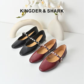 经典鲨2025秋专柜新款羊皮革复古柔软舒适浅口玛丽珍单鞋女KW117-537101