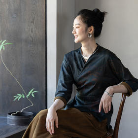 牧衣游原创 19姆米大漆香云纱外套轻薄禅意复古新中式开衫 涌云