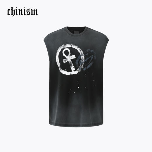 CHINISM赤尘 做旧背心男夏季新款美式宽松纯棉男士运动坎肩t恤 商品图1