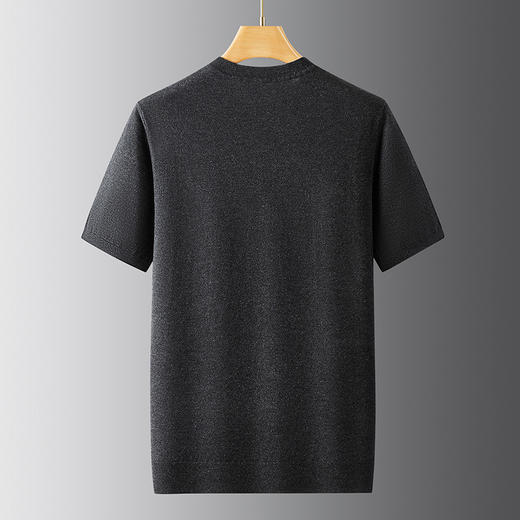 【DX】大依优型大码男士圆领纯色短袖毛衣休闲薄款针织衫简约加肥大码秋季上衣肥佬绵羊毛衫 商品图10