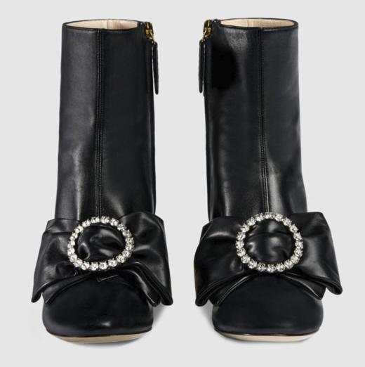 【超惠秒】GUCCI 古驰 女士可拆卸珠宝蝴蝶结 真皮高跟及踝靴11856 商品图3