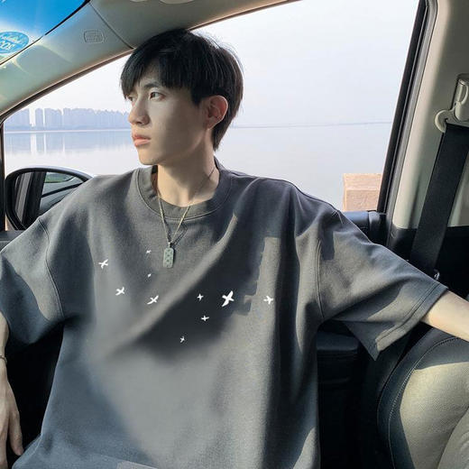 【重磅美式系列❗燕子印花半袖体恤】男款夏季简约大气，少年感纯棉t恤，潮流宽松重磅美式内搭，200克短袖oversize五分袖上衣L 商品图7