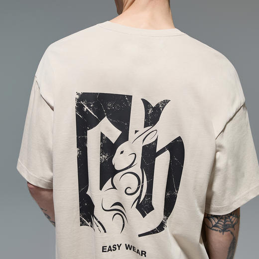 CHINISM赤尘 背后生肖兔子印花短袖T恤男潮牌美式高街情侣半袖 商品图3