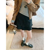 <曾小咸推荐>韩系高腰木耳边拼接A字半身短裙 商品缩略图0