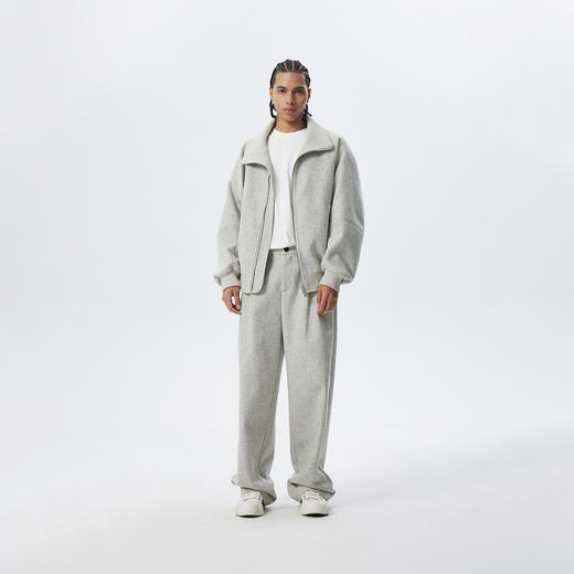 CHINISM折扣季 花灰色精梳花纱纹理立领夹克男冬季休闲简约外套 商品图3