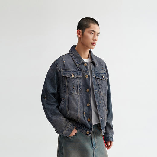 【商场同款】CHINISM赤尘 铆钉捏褶牛仔外套男2025秋季水洗夹克 商品图2