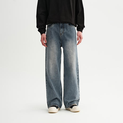【商场同款】CHINISM赤尘 美式阔腿牛仔裤男春季复古宽松直筒裤子 商品图3