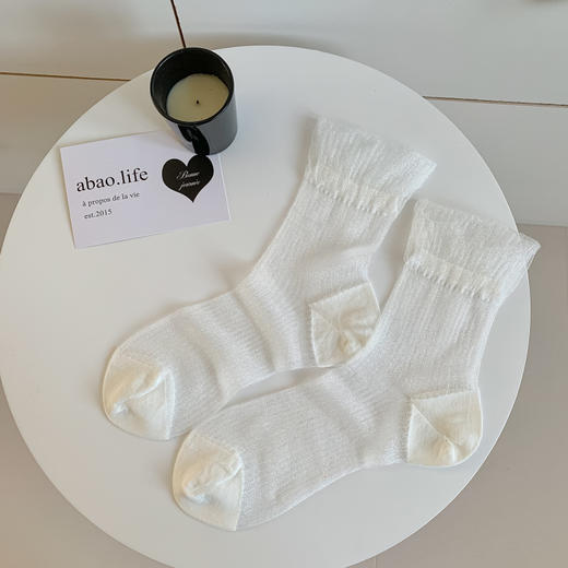 雀说3双装芭蕾风袜子女夏薄款透气蕾丝中筒袜凉感玻璃丝水晶袜诸暨百搭女袜 商品图6