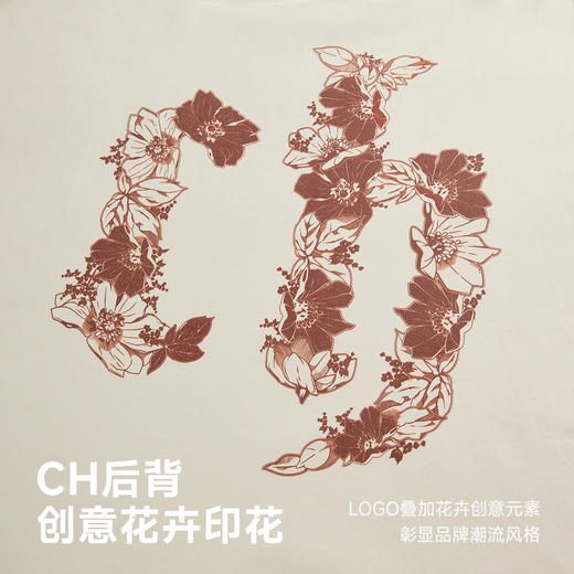 CHINISM赤尘 背后CH创意花卉印花短袖T恤男夏季宽松男士半袖上衣 商品图1