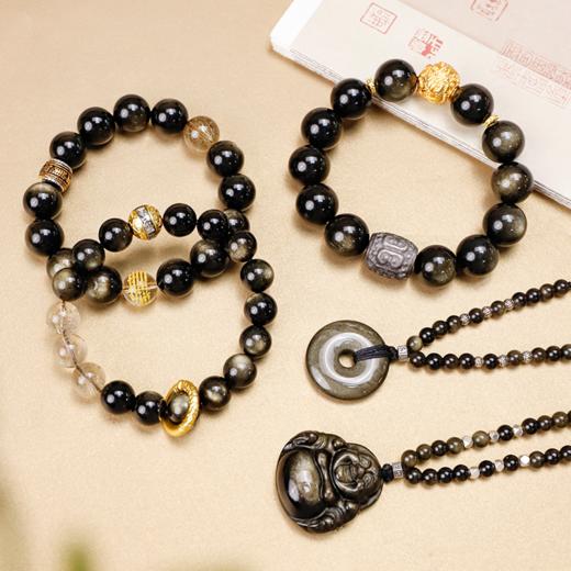 【下单即赠12mm黄水晶手串】珠宝级墨西哥猫眼金曜石首饰 ，稀世珍品，墨韵金辉，金光璀璨，灵动永恒 商品图0