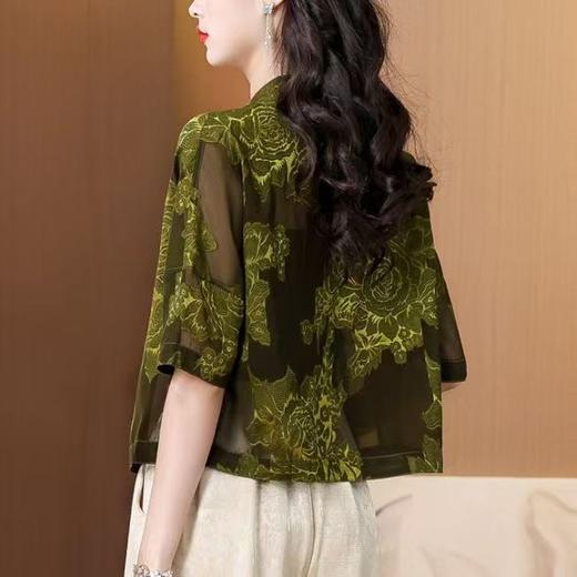 轻薄提花真丝短外套女夏季新款新中式国风搭裙子小衫开衫外搭上衣 商品图2