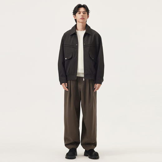 gxg.jeans男装 黑色肌理感分割设计简约翻领宽松夹克外套25秋热卖 商品图3