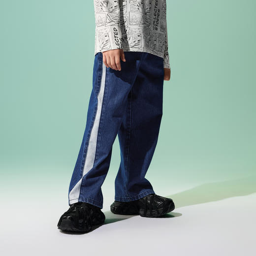 【MQD】【国潮系列】童装男童裤子2025春新款宽松直筒儿童牛仔裤 商品图2