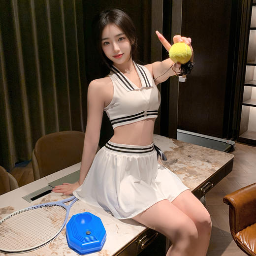 霏慕 网球女神运动分体套装ZY38 原创情趣内衣热辣性感风网球制服大尺度免脱约会战袍 商品图10