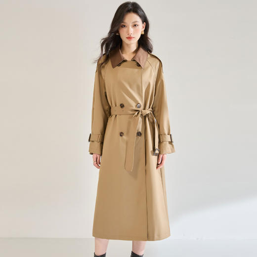 SH 25288通勤撞色领中长款英伦风高级感风衣气质外套 商品图6