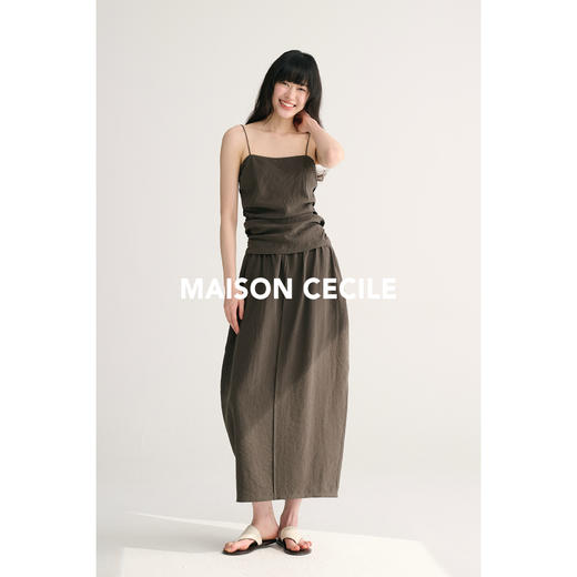 MAISON CECILE 六色/经典重现加色法式干丝抽褶吊带/花苞半裙 商品图3