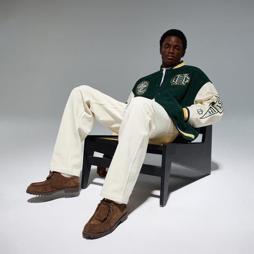 CHINISM赤尘 撞色绣花毛呢重磅棒球夹克男美式冬季复古夹棉外套 商品图1