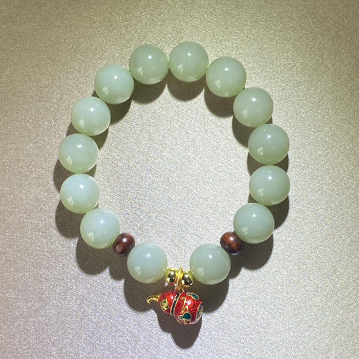 和田玉（青白玉）12mm圆珠手串/15# 商品图4