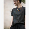 牧衣游原创 涌云工艺香云纱T恤新款黑色设计感百搭短袖上衣 淡霭 商品缩略图3