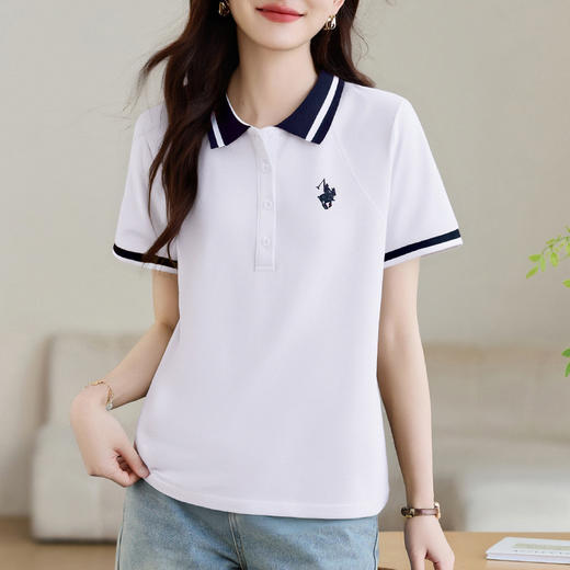雀说polo领短袖t恤爆款翻领半袖时尚正肩上衣体恤AL20069 商品图3