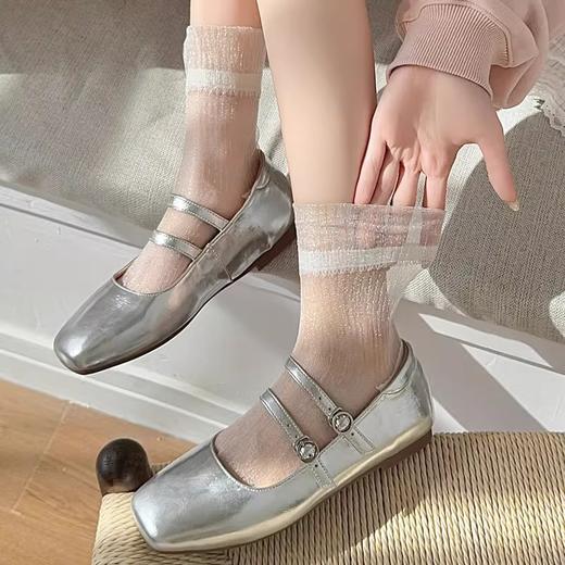 雀说3双装芭蕾风袜子女夏薄款透气蕾丝中筒袜凉感玻璃丝水晶袜诸暨百搭女袜 商品图1