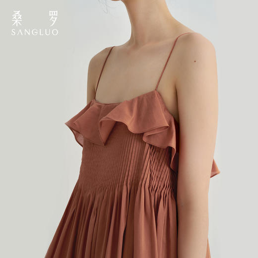 复古浪漫』桑罗法式度假吊带裙荷叶边领桑蚕丝睡裙女家居服可外穿 商品图3