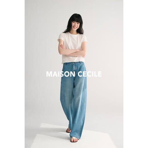 MAISON CECILE两色/夏日天丝版本轻薄垂感慵懒显瘦牛仔镰刀弧形裤 商品图2