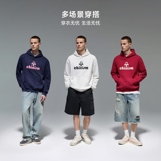 CHINISM赤尘 幸运之符连帽卫衣男秋季美式宽松潮牌情侣帽衫外套 商品图4