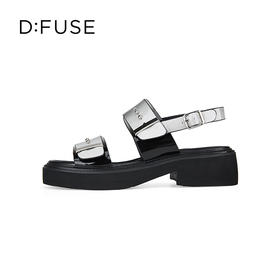 D:FUSE迪芙斯夏季新款金属控凉鞋前卫感机能风高级灰超轻凉鞋女DF42115221