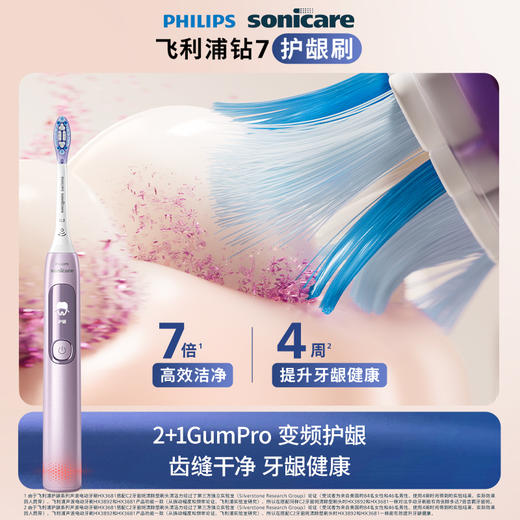 【情侣款】飞利浦PHILIPS智能电动牙刷成人钻石牙刷7系新升级 智能互动屏变频护龈全新钻石7系-HX3792 商品图1