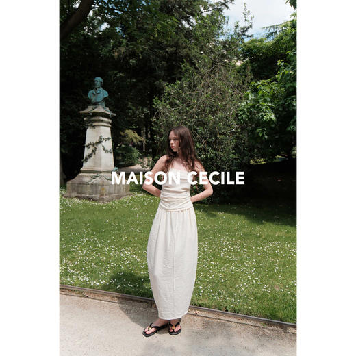 MAISON CECILE 六色/经典重现加色法式干丝抽褶吊带/花苞半裙 商品图1
