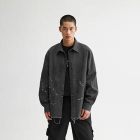 【商场同款】CHINISM赤尘 脏染泼墨印花纯棉长袖衬衫男2025春季