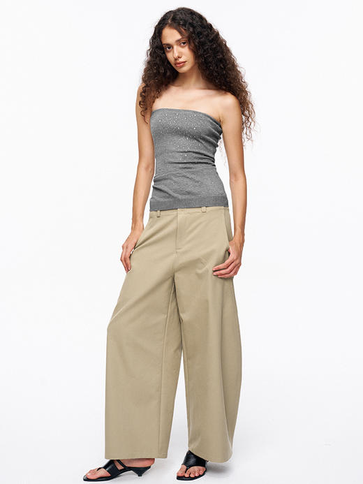 TR她热 钻石亮晶晶 灰色针织烫钻弹力显瘦百搭抹胸上衣 商品图4