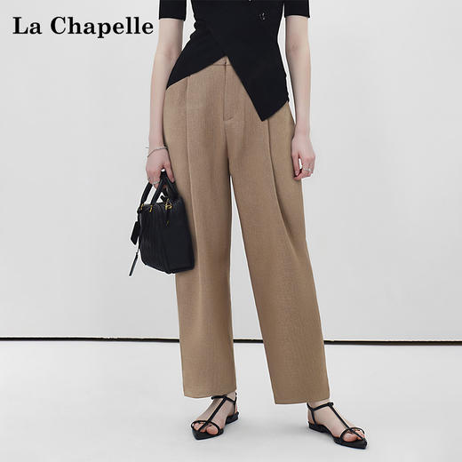 拉夏贝尔/La Chapelle高腰显瘦直筒西装裤女通勤时尚小个子九分烟管裤 商品图3