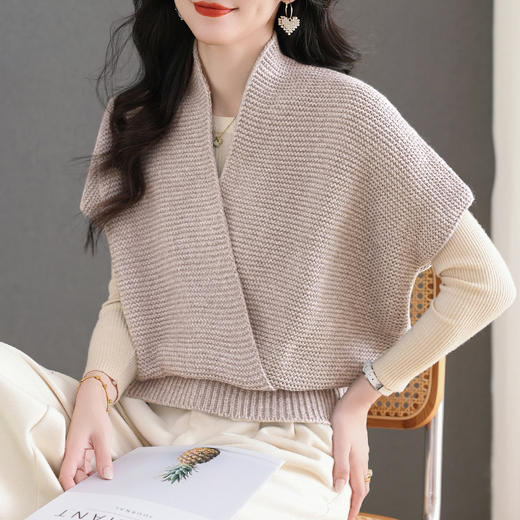 FCY SZ9302新款V领交叉短袖针织衫纯色毛衣上衣 商品图1