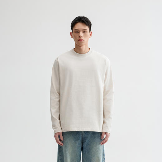 CHINISM赤尘 easy系列 250G纯棉亲肤长袖T恤男春季纯色基础打底衫 商品图0