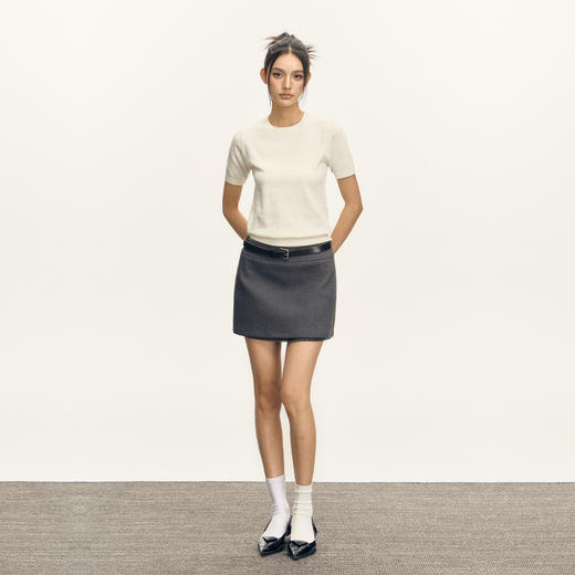 Ariseism 美式复古纯色圆领针织短袖t恤衫女2025夏季新款宽松上衣 商品图4