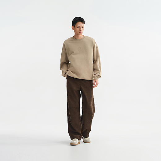 CHINISM折扣季 绣花logo圆领卫衣男春秋宽松休闲男生美式套头上衣 商品图3