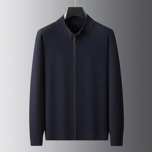 【DWP】大依优型大码男装秋冬新款羊毛衫男士加肥加立领保暖舒适弹力拉链开衫 商品图5