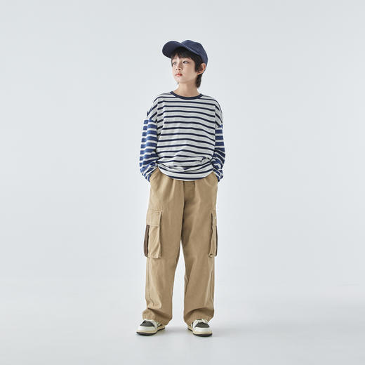 蓝汽水25年秋季新款亲子装中大男童复古工装裤经典直筒版型休闲裤 商品图1