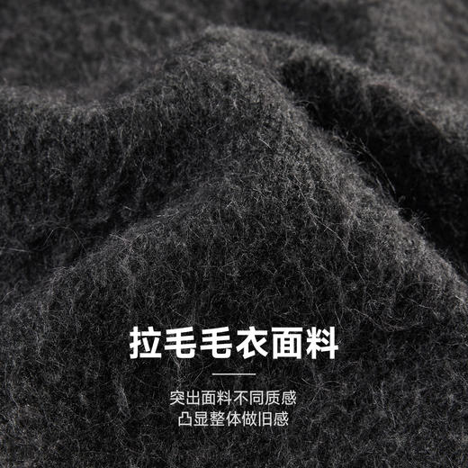 CHINISM赤尘 深灰色拉毛连帽毛衣男秋季美式重磅宽松复古针织衫 商品图1