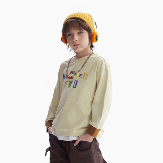 【MQD】童装男童长袖t恤春秋季款圆领儿童打底衫宝宝字母内搭上衣 商品图1