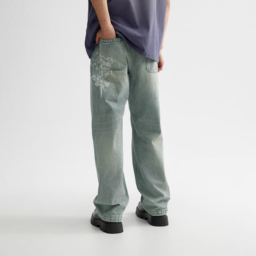 【商场同款】CHINISM赤尘 骑士印花水洗蓝牛仔裤男2025春季新款 商品图2