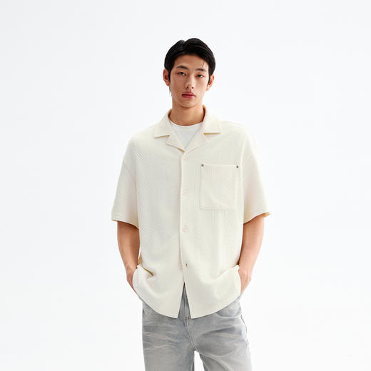 CHINISM赤尘 古巴领短袖衬衫男美式休闲夏季新款衬衣简约宽松上衣 商品图0