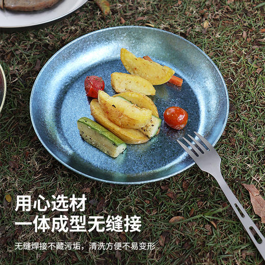 【纯钛冰花盘子】户外纯钛冰花盘子露营野炊菜盘房车餐具大号加工国潮便携水果圆盘 商品图2