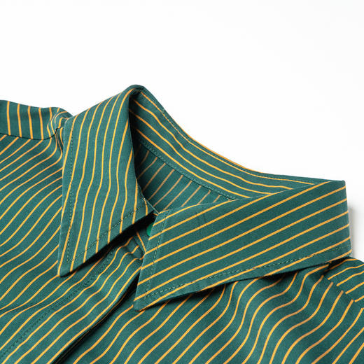 谜底条纹连衣裙长袖2025秋新款复古百搭荷叶边下摆短裙257ML7812 商品图3