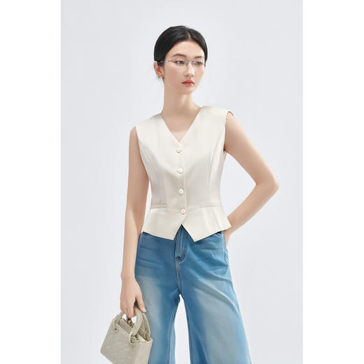 剩L/XL 【莱赛尔气质马夹】女秋季时尚高级感洋气通勤显瘦无袖百搭马夹4358 商品图2